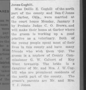 Marriage of Coghill / Jones