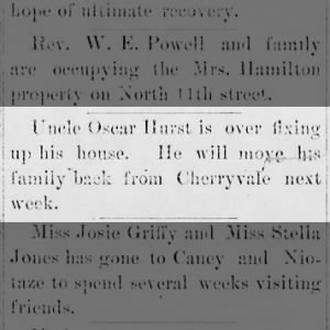 Oscar Hurst. The evening Call. Independence, Kansas. 8 July 1896, Wednesday. Page 8