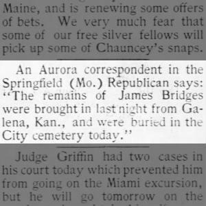 James Bridges remains to Aurora; William?