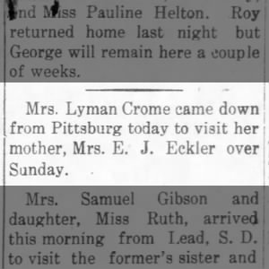Crome, Mrs. Lyman of Pittsburg / EJ Eckler