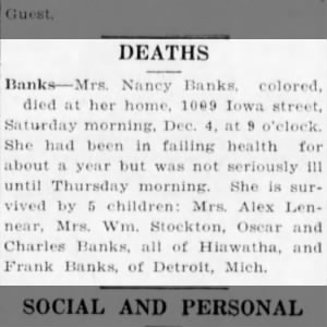 Nancy Banks obituary