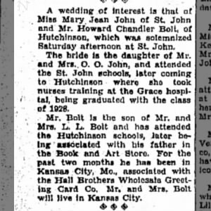 Marriage of John / Bolt