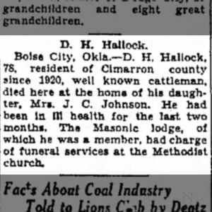 Obituary for D. H. Hallock