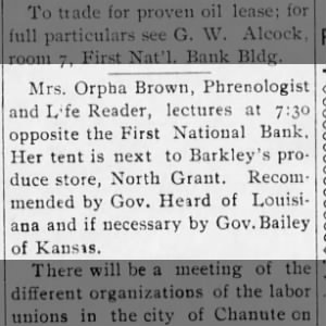 Mrs. Orpha Brown - Phrenologist