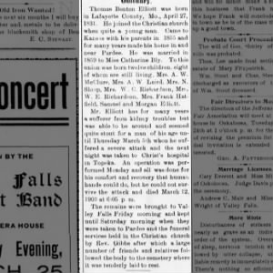 Mar 20, 1903 Obituary for Thomas Benton Elliott