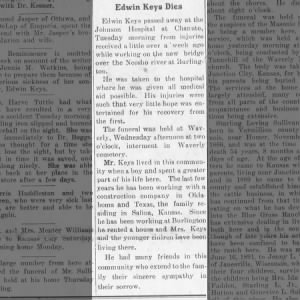 Obituary for Edwin Keys