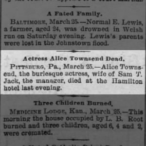 Obituary for Actress Alice Townsend