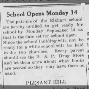 Elkhart School opening
