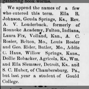 College Echoes Lane Univ Rosier AC and Louis  KS 01may1889