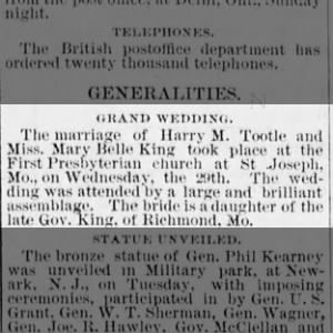 Marriage of Tootle / King