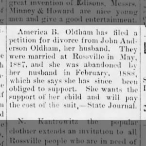 America B Oldham files for divorce