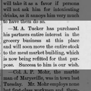 Milo Tucker purchase of grocery store
