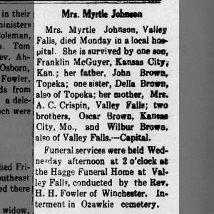 Obituary for Myrtle Johnson