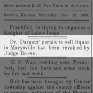 Dargatz 1885 liquor license revoked