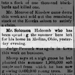 Solomon Holcomb spent the summer in Cimarron, Kansas; is returning to Ohio
