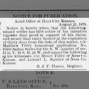 1879 Lemuel L. Squires land claim