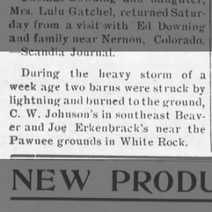 Lightening Burns J Erkenbrack's Barn
Cortland Register
Fri, Jul 22, 1910 ·Page 5