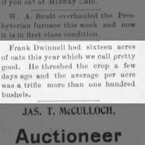 Dwinnell crop results The Marshall County Index December 8, 1905