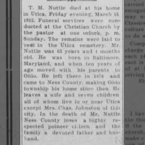 Obituary for T. M. Nuttle