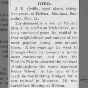 Obituary for J. E. Griffin