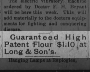 Long & Son's ad for flour