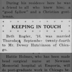 Beth weds Dewey, 1925.