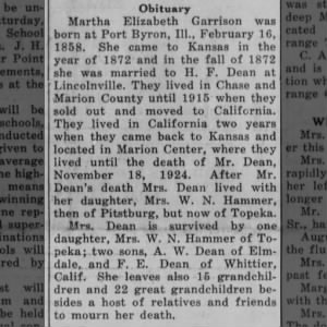 Obituary for Martha Elizabeth Garrison