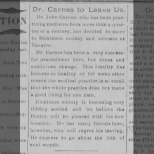 CARNES Dr John moving practice. The Matfield Mirror, Fri 28 Feb 1908, p 3.