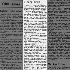 Obituary for Henry J. True