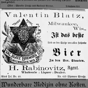 18971124 Leavenworth Tribune Leavenworth, Kansas Valentine Blatz Brewing Company AD