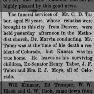 Obituary for C. D. Tabor