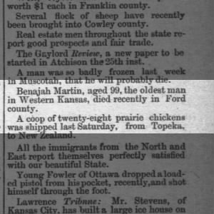 Benajah Martin - Eureka Censorial, Eureka, Kansas. Wednesday, January 22, 1879.