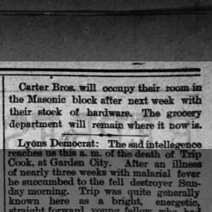 Did Carter Bros occupy rooms in Masonic block?