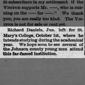 Richard Comfort Daniels to St. Marys College