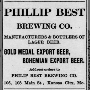 18840115 The Kansas Catholic Leavenworth, Kansas Phillip Best Brewing Company AD