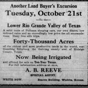 The Weekly Eagle Wichita, Kansas · Friday, October 17, 1913 Another Land Excursion