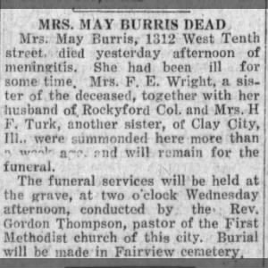 Obituary for MAY BURRIS