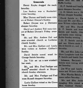 Fred Prediger Church visit 2/28/1918