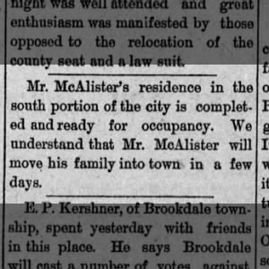 R F McAlister's new home ready to move in The Walnut City Daily News August 18 1887