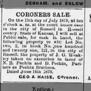 Coroners sale of Weakley property