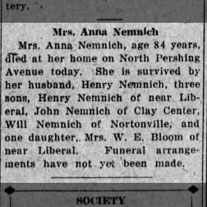 Obituary for Anna Xemnicli