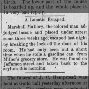 A Lunatic Escaped - Marshall Mallory