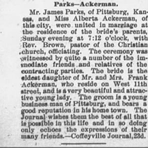 Parks--Ackerman Marriage
