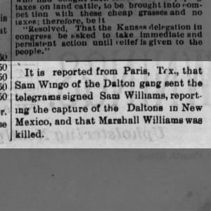 Sam Wingo likely sent telegram as DUSM williams