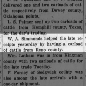 william simmonds, carload of cattle