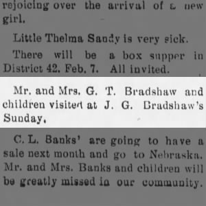 J. G. Bradshaw visit from G. T. Bradshaw & children
