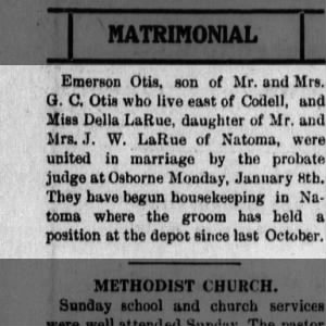 Marriage of Emerson Otis and Della LaRue 