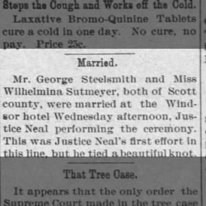 Marriage of Steelsmith / Sutmeyer