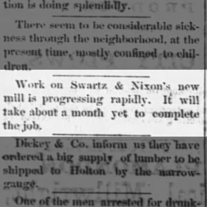 Swartz & Nixon evidently got the loans; new mill being built