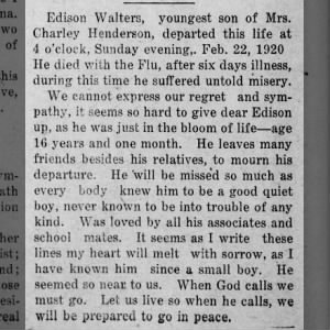 Edison Walters obituary